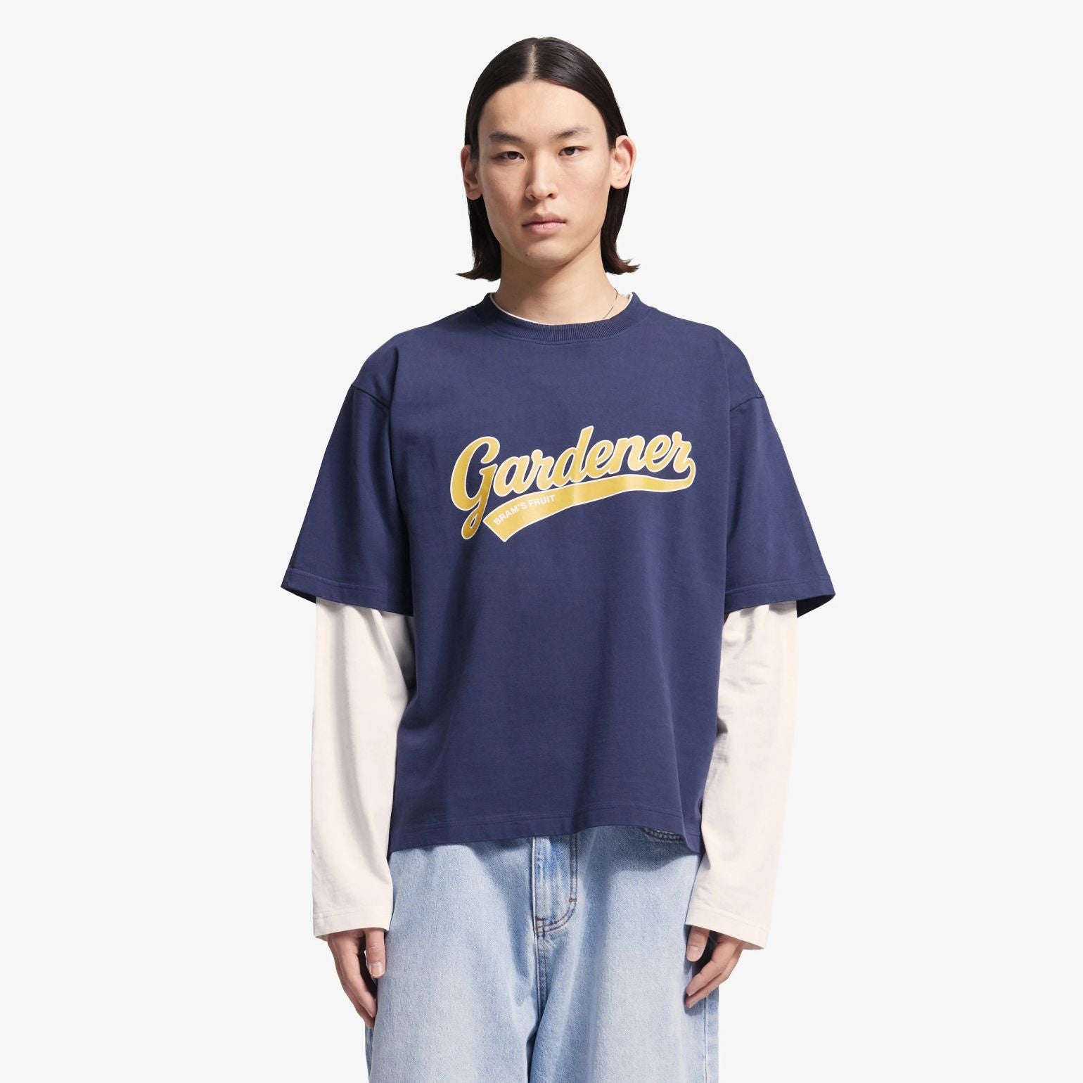 Bram’s Fruit Double-Layer-Langarm-T-shirt Dunkelblau