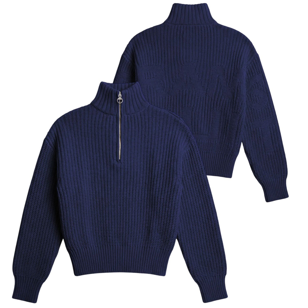 Bram’s Fruit Fisherman Knitted Quarter Zip Pullover Dunkelblau