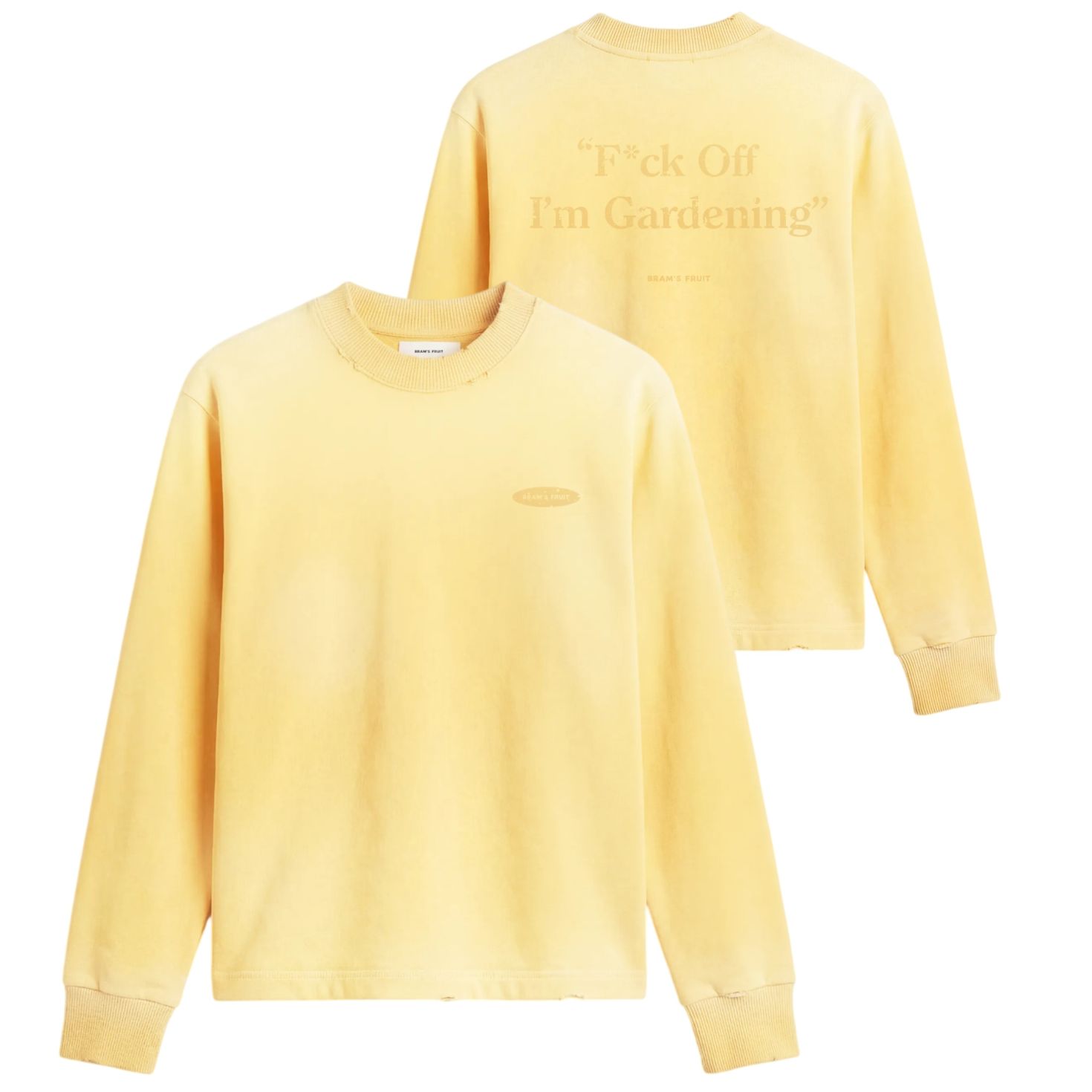 Bram’s Fruit Gardening Distressed Longsleeve T-shirt Gelb