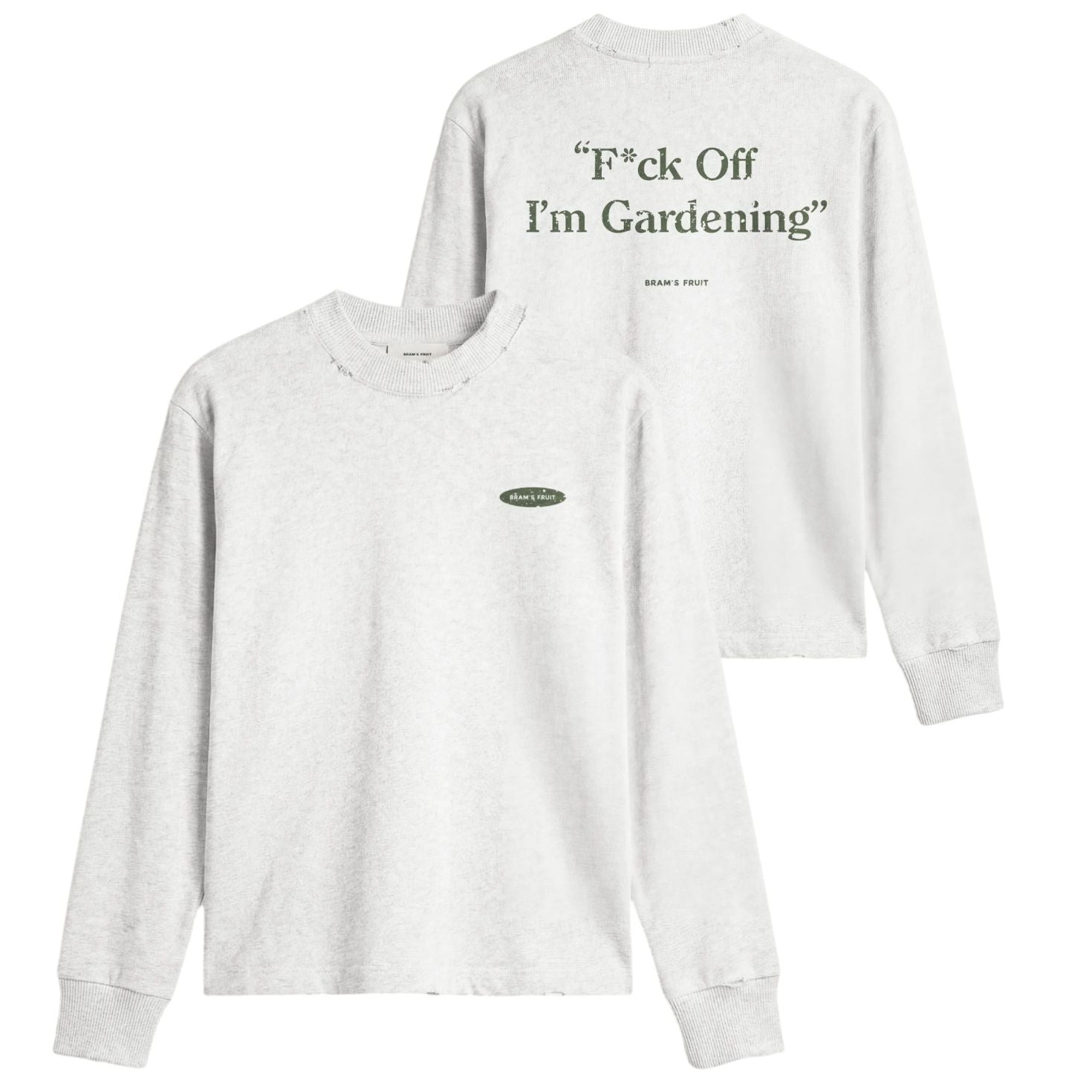 Bram's Fruit Gardening Distressed Longsleeve T-shirt Grau