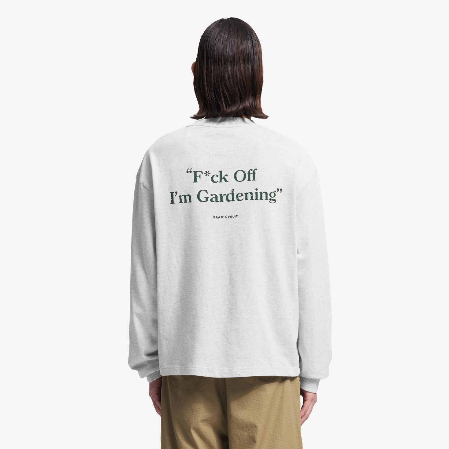 Bram's Fruit Gardening Distressed Longsleeve T-shirt Grau