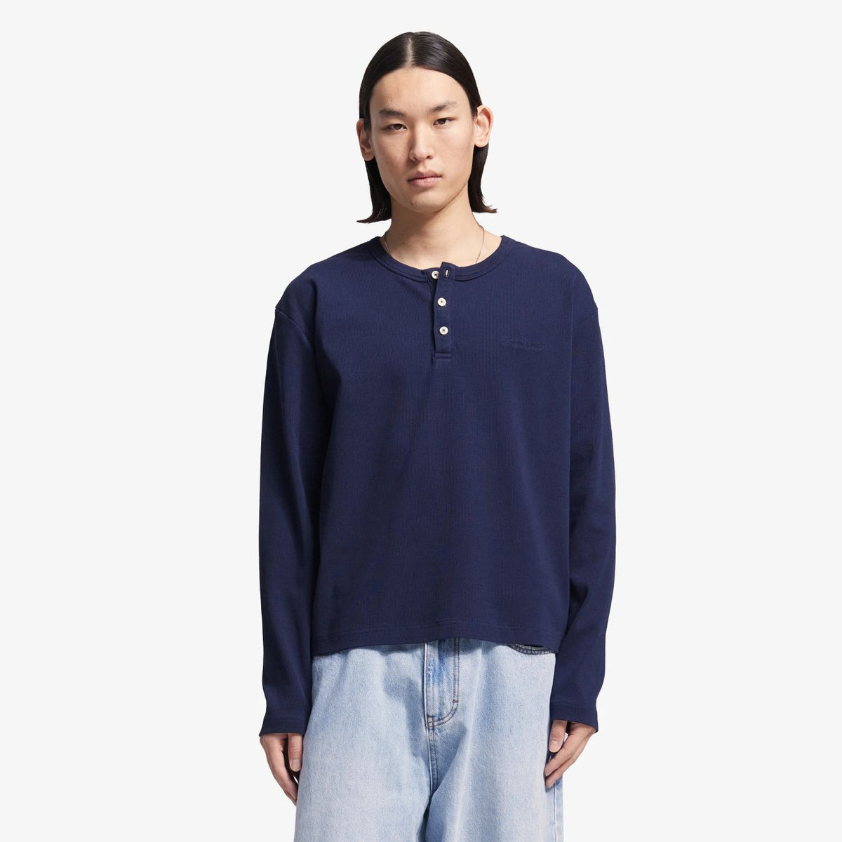 Bram’s Fruit Script Logo Henley Longsleeve T-shirt Dunkelblau