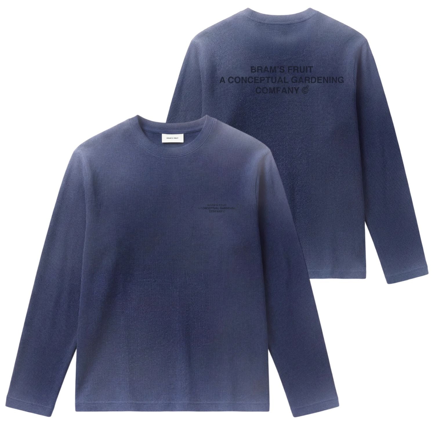 Bram’s Fruit Stamp Waffel-Langarm-T-shirt Dunkelblau