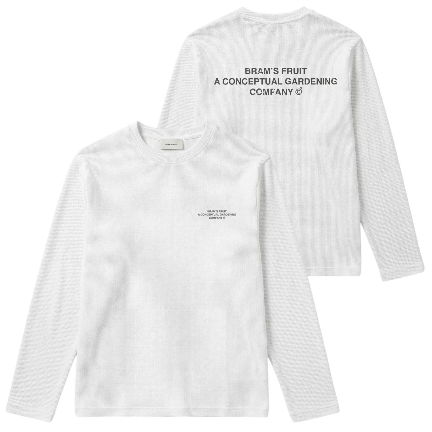 Bram’s Fruit Stamp-Waffel-Langarm-T-shirt Weiß