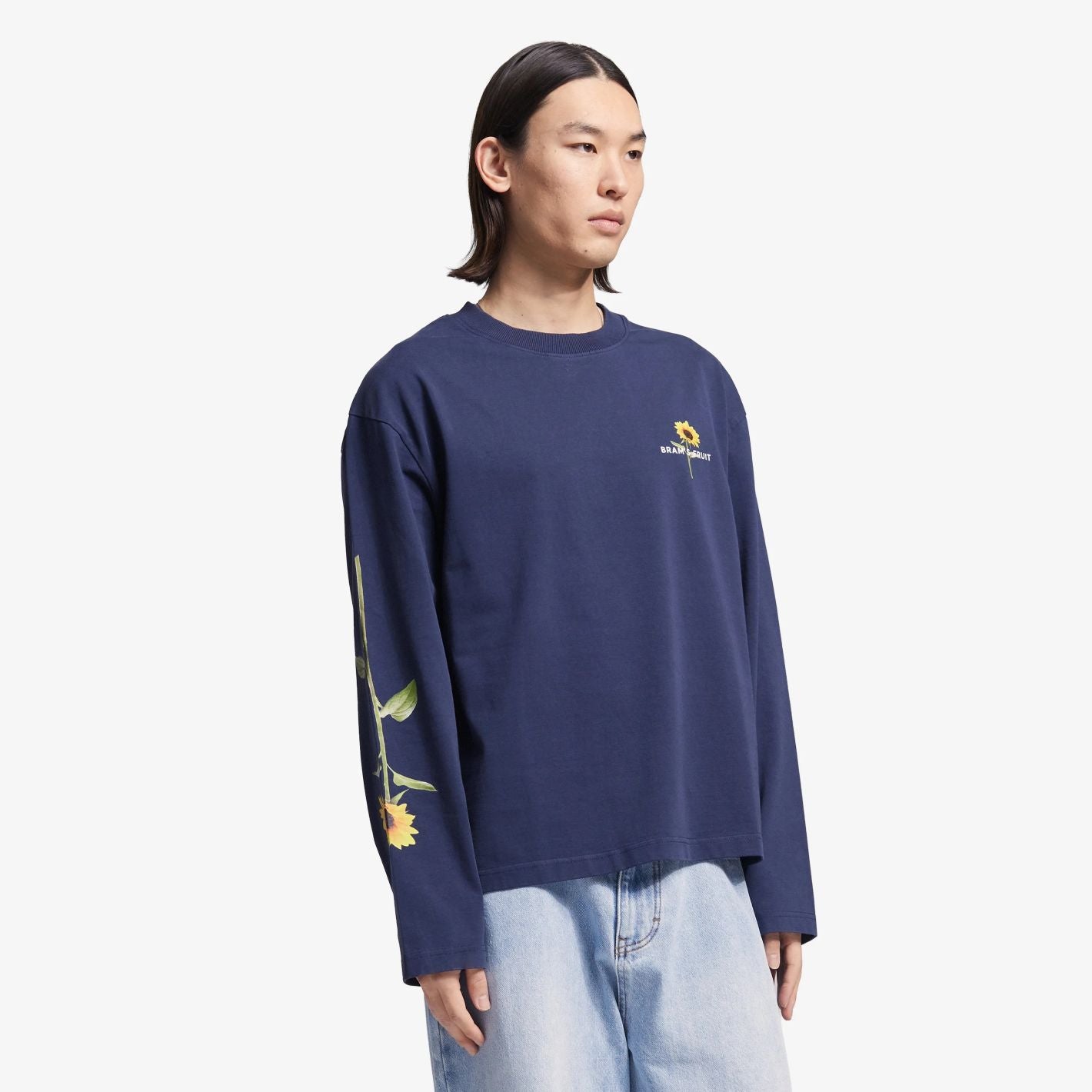 Bram’s Fruit Sunflower Longsleeve T-shirt Dunkelblau