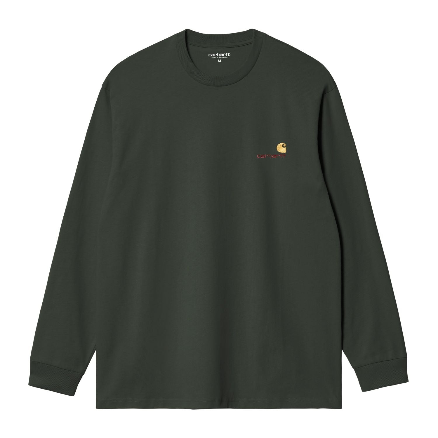 Carhartt WIP American Script Langarm-T-shirt Dunkelgrün