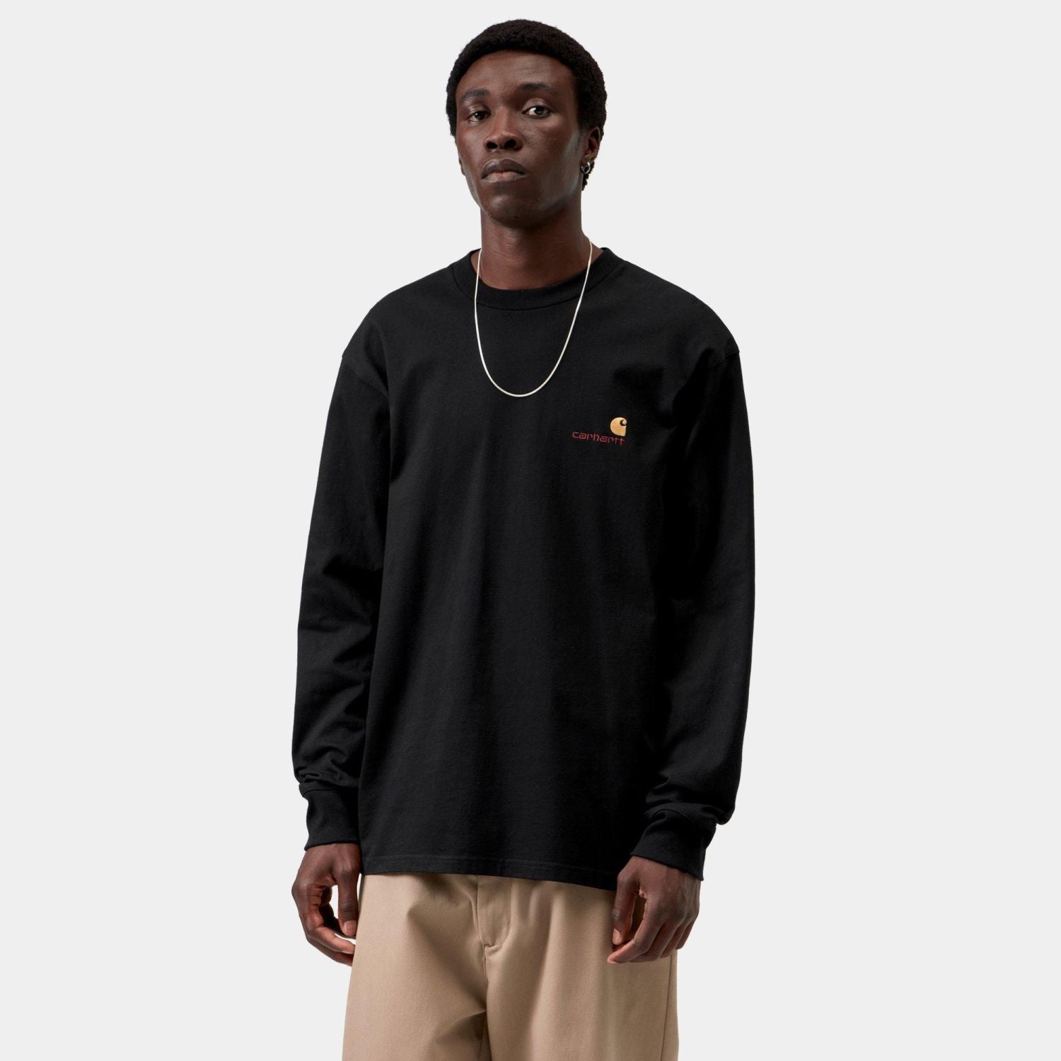 Carhartt WIP American Script Langarm-T-shirt Schwarz