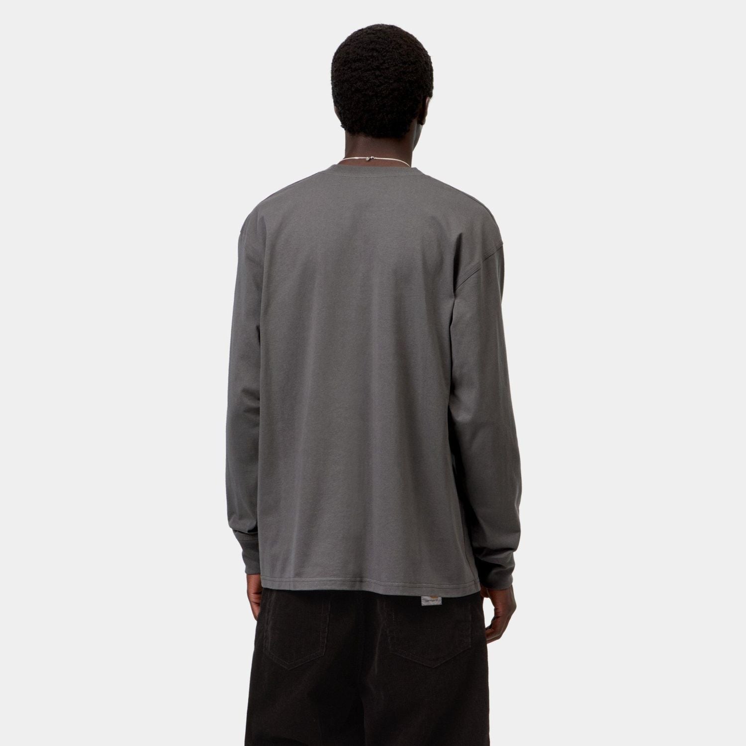 Carhartt WIP American Script Langarm-T-shirt Anthrazit