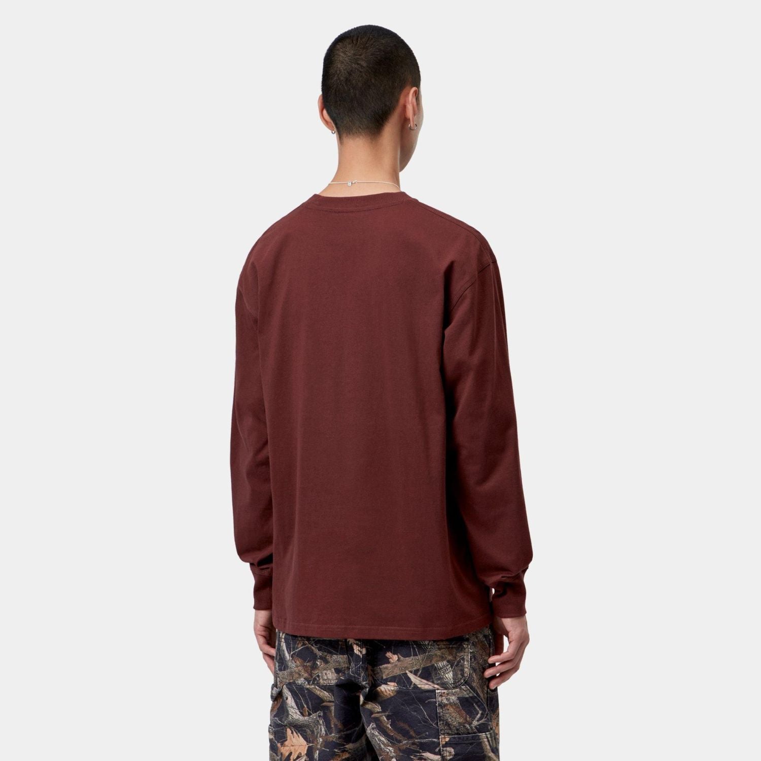 Carhartt WIP American Script Langarm-T-shirt Bordeaux
