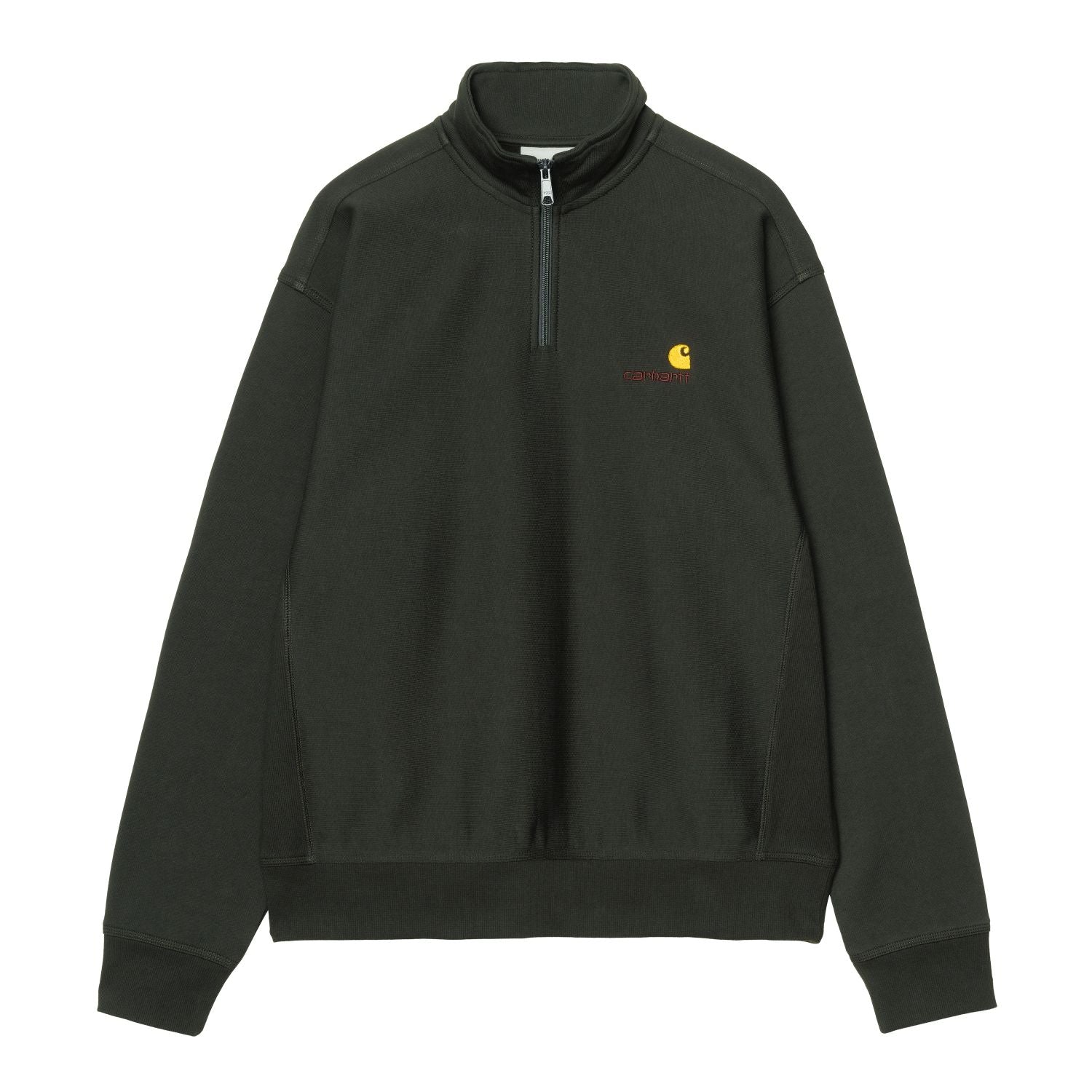 Carhartt WIP Half-Zip American Script Pullover Dunkelgrün