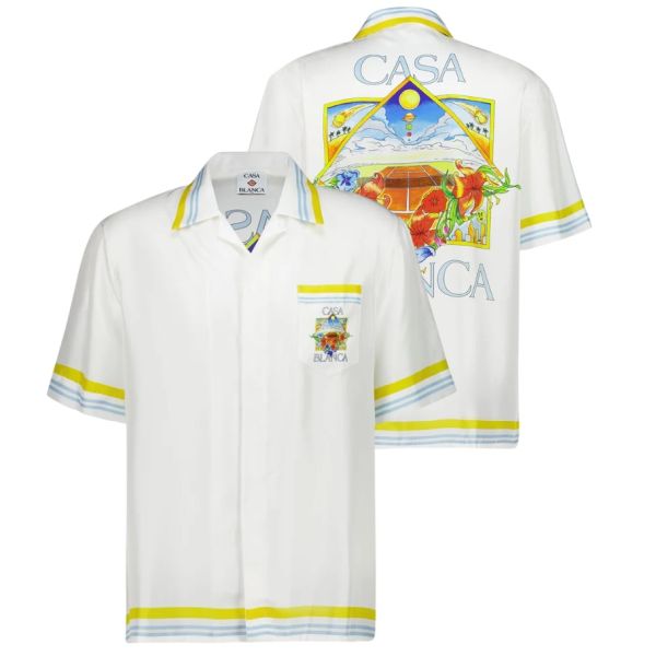 Casablanca Tennis Landscape Silk Overhemd Wit
