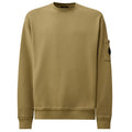 CP Company Cotton Diagonal Fleece Resist Dyed Lens Sweater Donker Groen