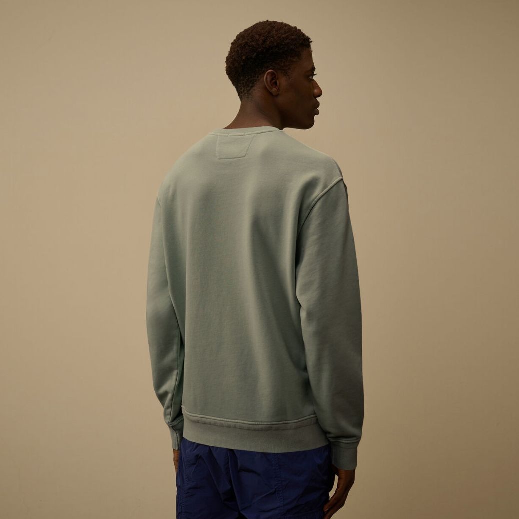 CP Company Cotton Diagonal Fleece Resist Dyed Lens Sweater Licht Blauw