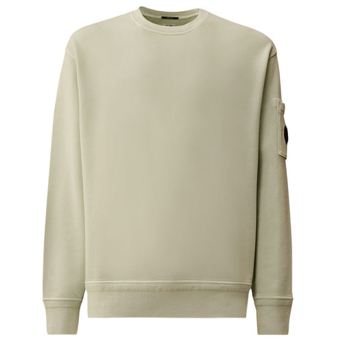 CP Company Cotton Diagonal Fleece Resist Dyed Lens Sweater Mint