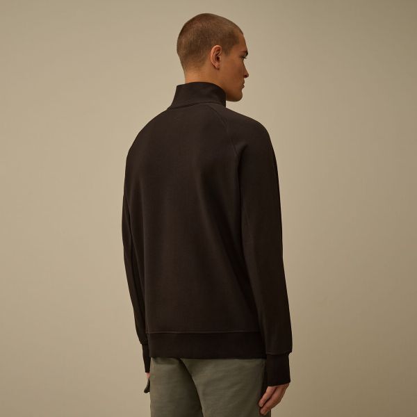 CP Company Diagonal Raised Fleece Half Zip Sweater Zwart