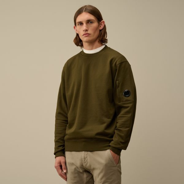 CP Company Diagonal Raised Fleece Lens Sweater Donker Groen