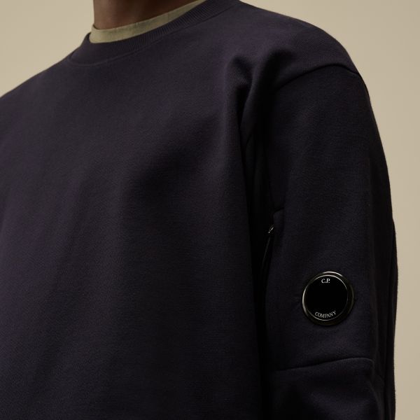 CP Company Diagonal Raised Fleece Lens Sweater Navy