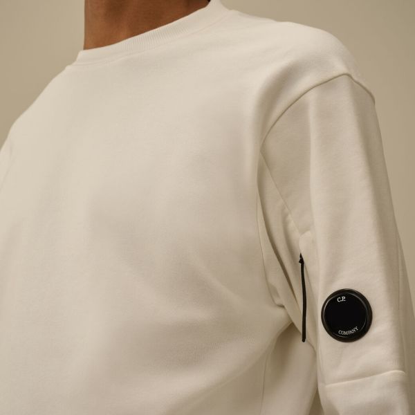 CP Company Diagonal Raised Fleece Lens Sweater Wit