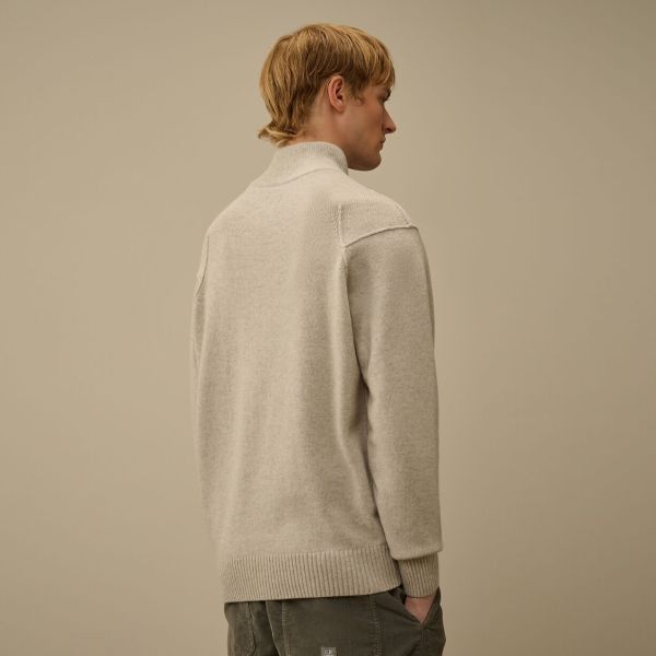 CP Company Lambswool GRS Half Zipped Knit Sweater Grijs