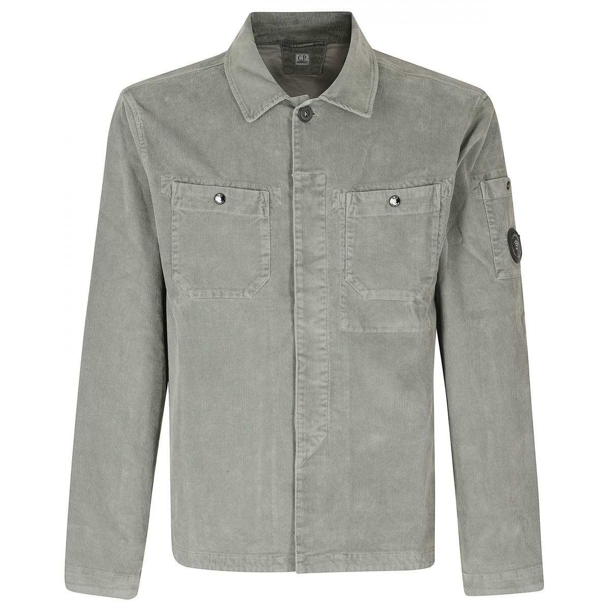 CP Company Corduroy Button Lens Überhemd Hellgrün