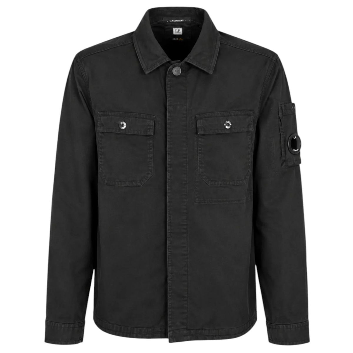 CP Company Cord Button Lens Überhemd Schwarz