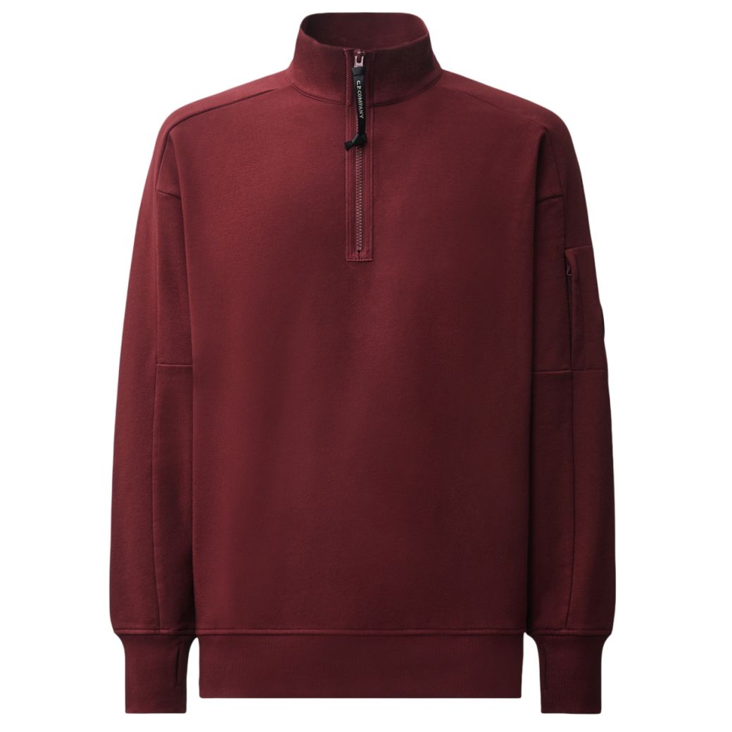CP Company Diagonal Raised Fleece Half-Zip Pullover Rot