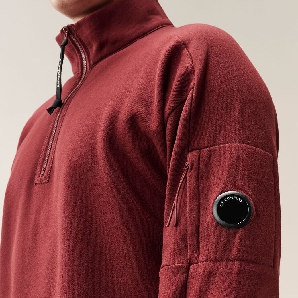 CP Company Diagonal Raised Fleece Half-Zip Pullover Rot