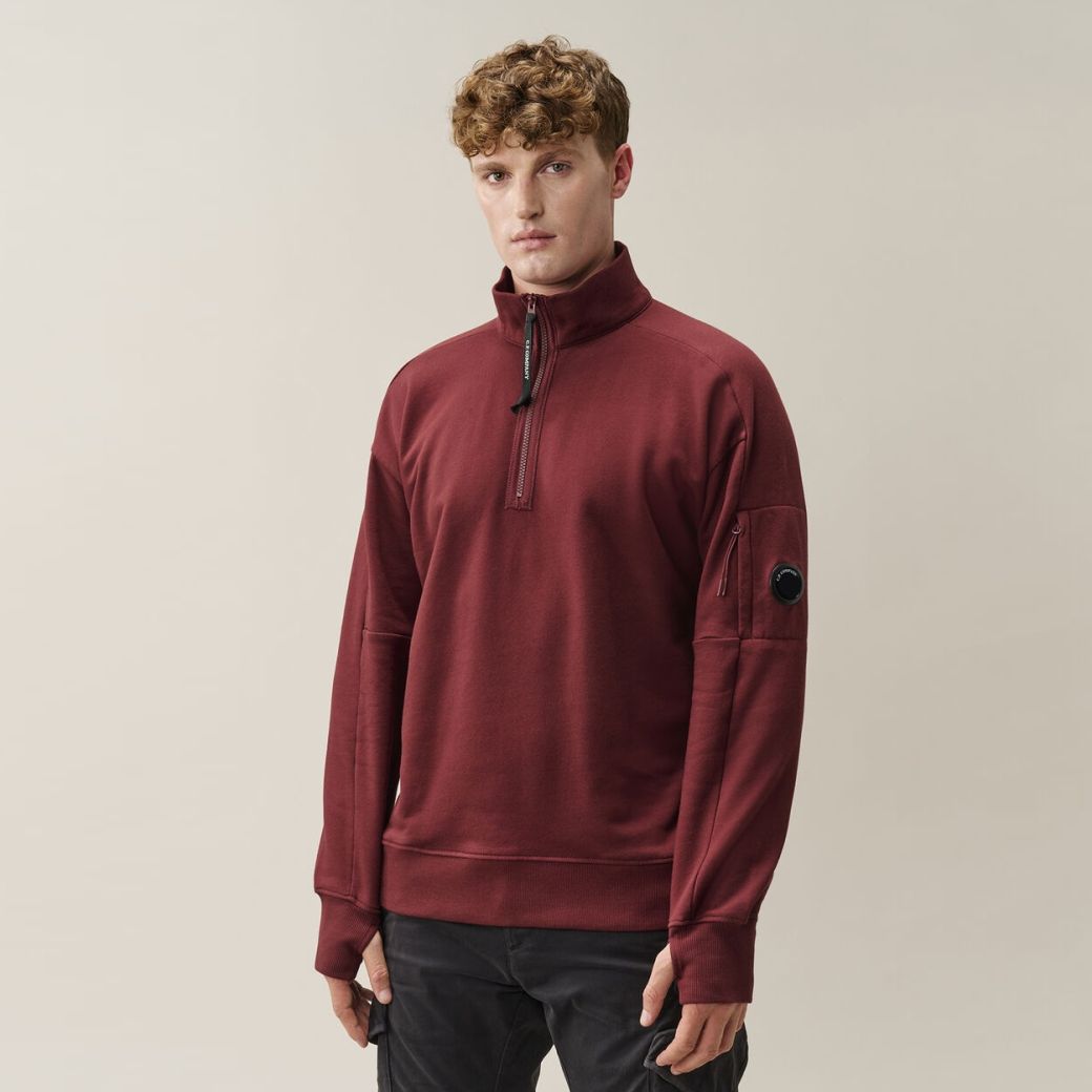 CP Company Diagonal Raised Fleece Half-Zip Pullover Rot
