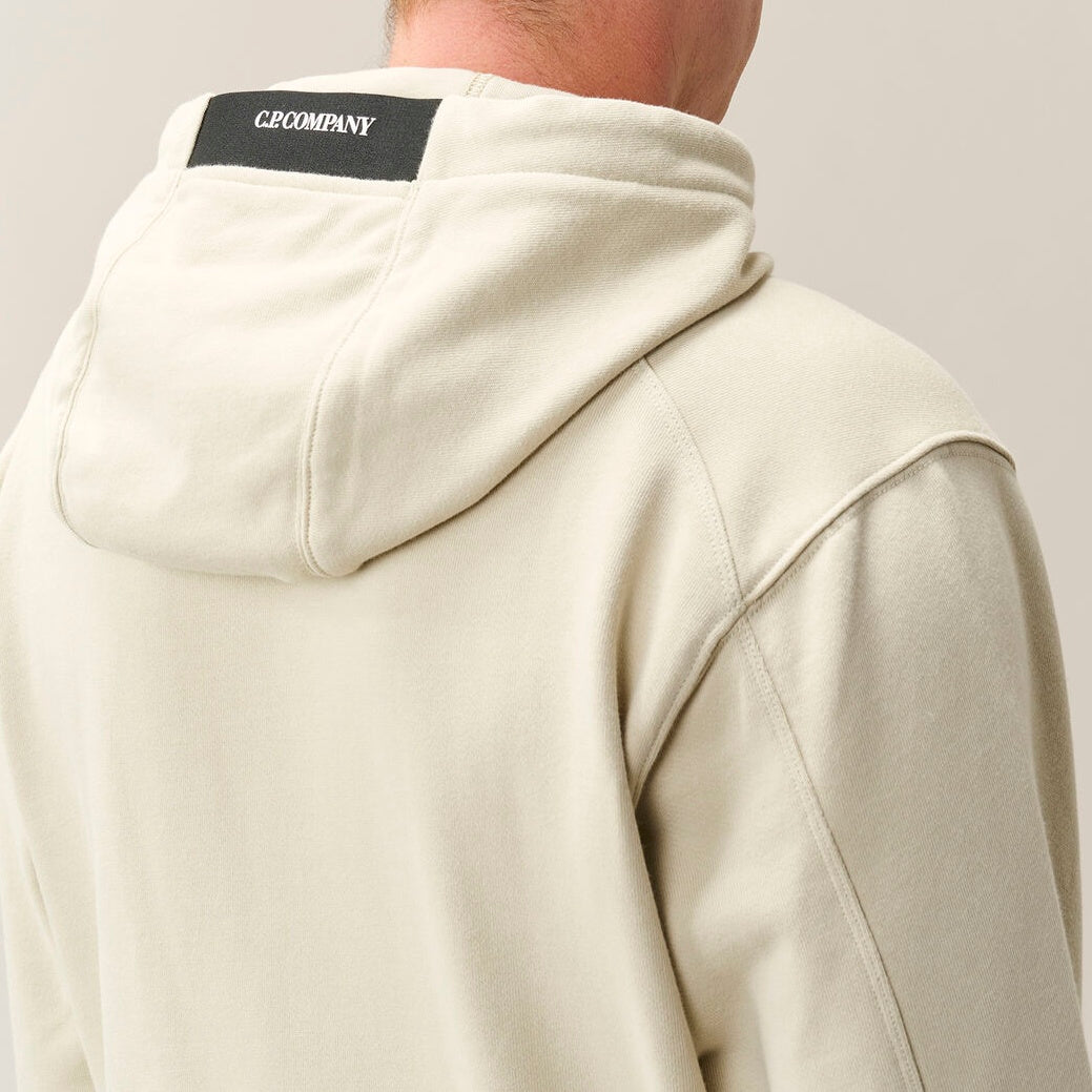 CP Company Diagonal Raised Fleece Lens Kapuzenpullover Offwhite