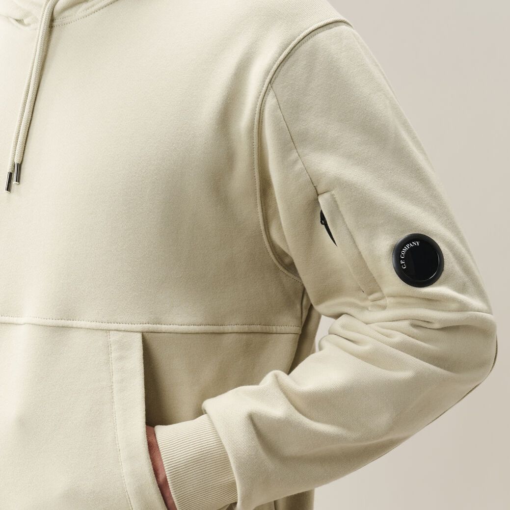 CP Company Diagonal Raised Fleece Lens Kapuzenpullover Offwhite
