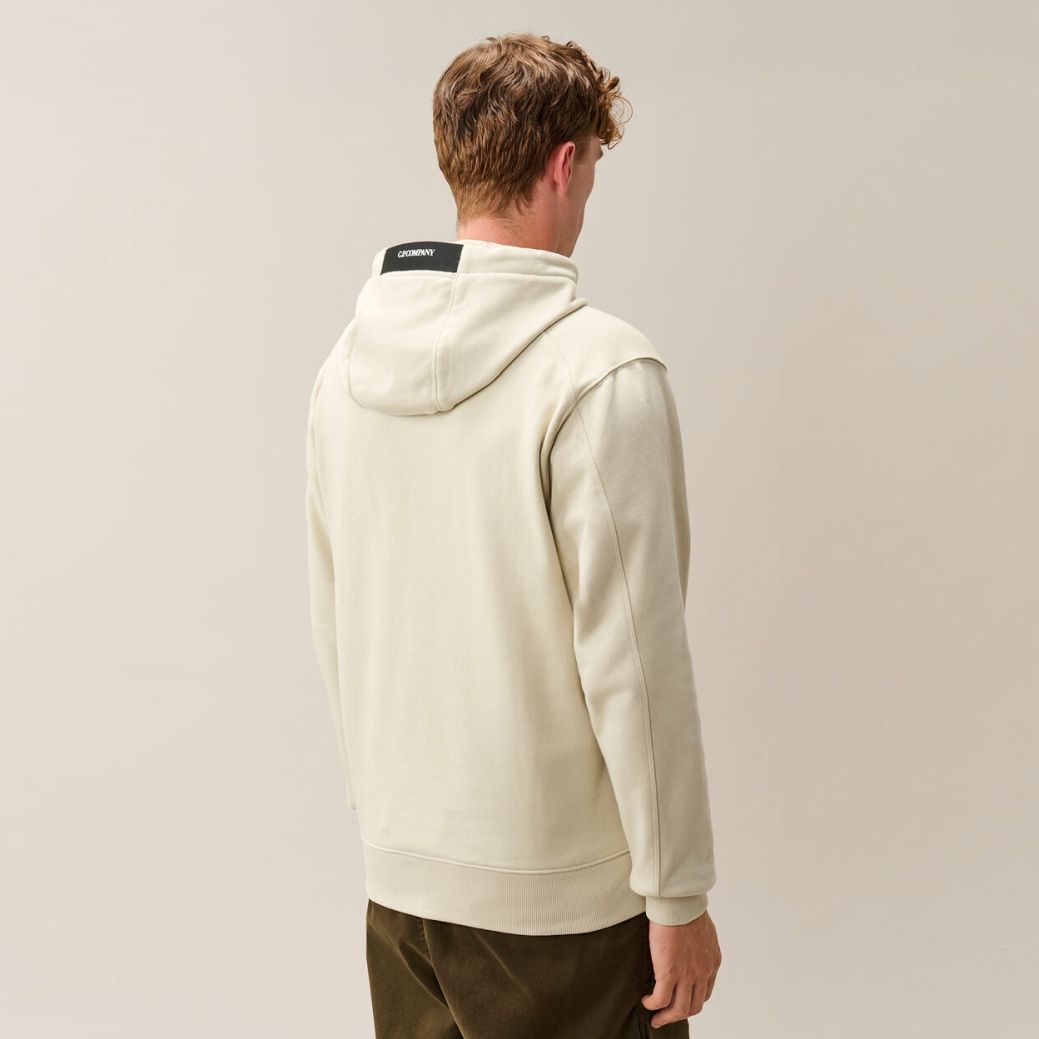 CP Company Diagonal Raised Fleece Lens Kapuzenpullover Offwhite