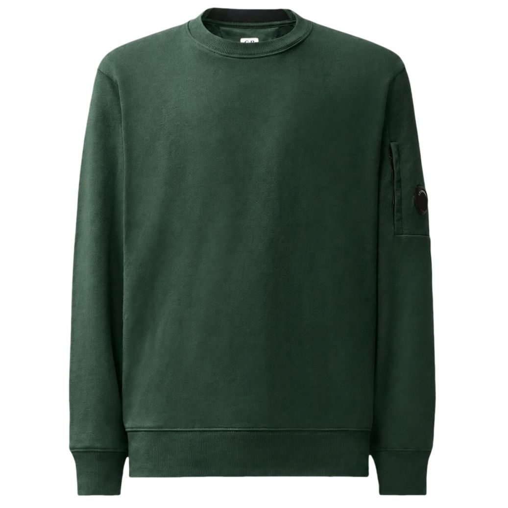 CP Company Diagonal Raised Fleece Lens Pullover Dunkelgrün