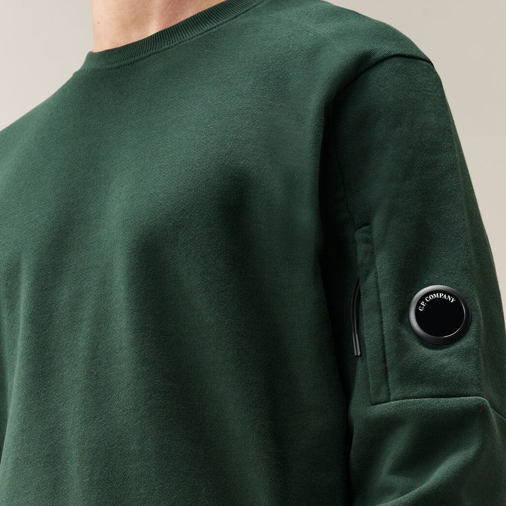 CP Company Diagonal Raised Fleece Lens Pullover Dunkelgrün