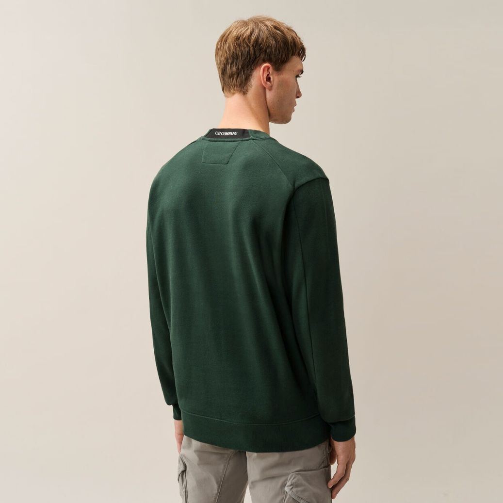 CP Company Diagonal Raised Fleece Lens Pullover Dunkelgrün