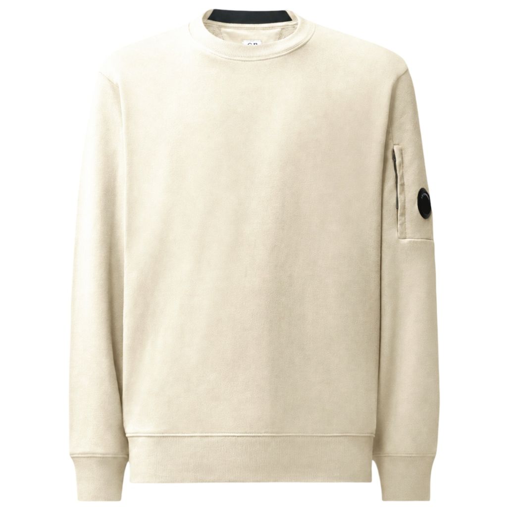 CP Company Diagonal Raised Fleece Lens Pullover Offwhite