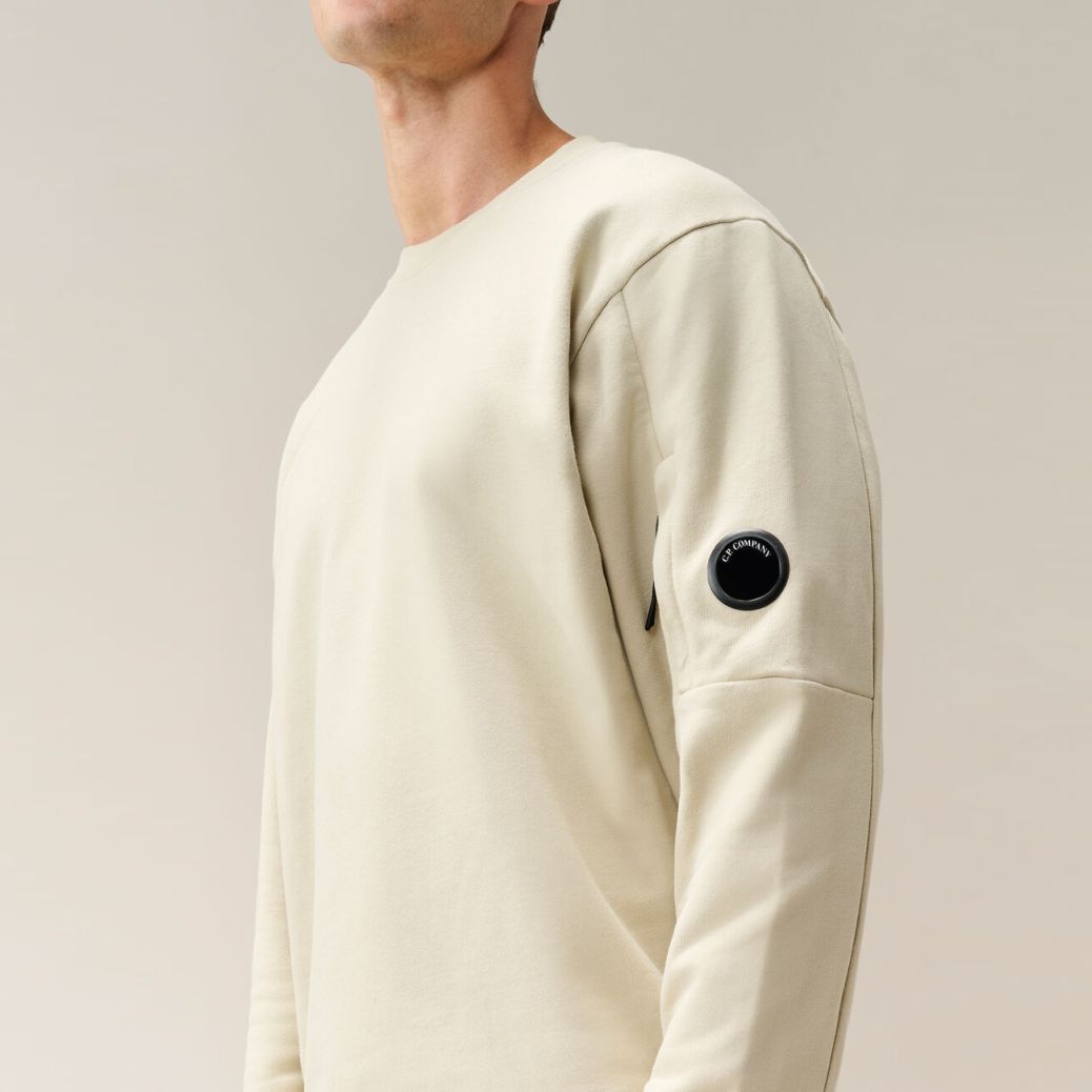 CP Company Diagonal Raised Fleece Lens Pullover Offwhite