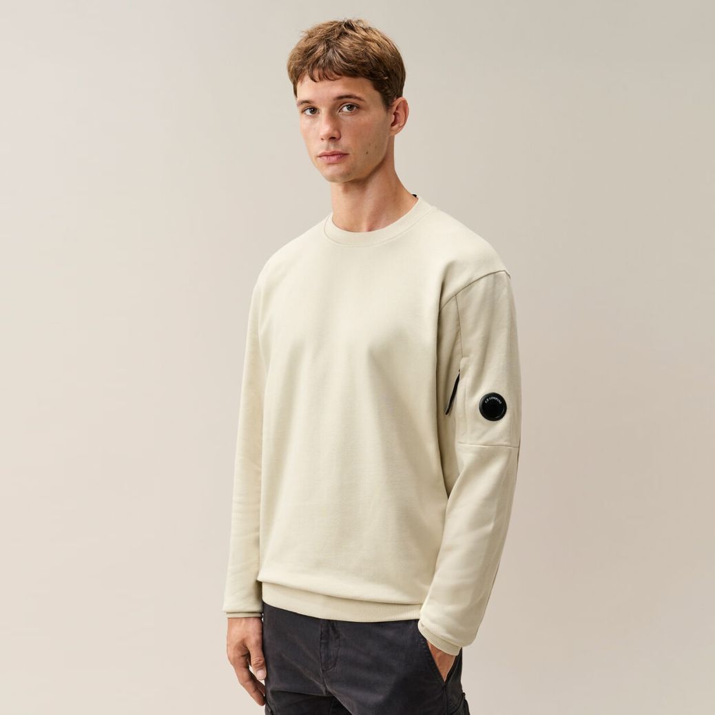 CP Company Diagonal Raised Fleece Lens Pullover Offwhite