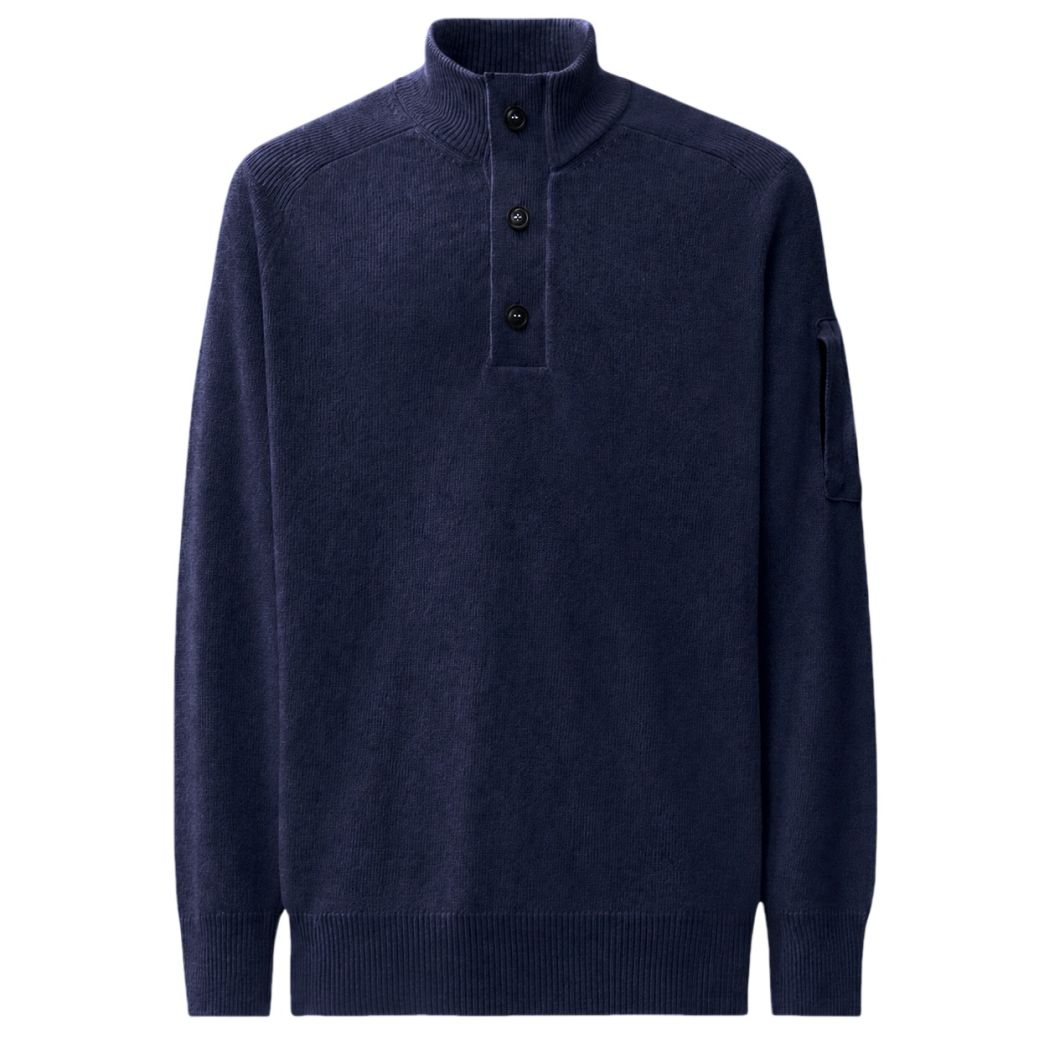 CP Company Lambswool GRS Half Button Lens Pullover Marine