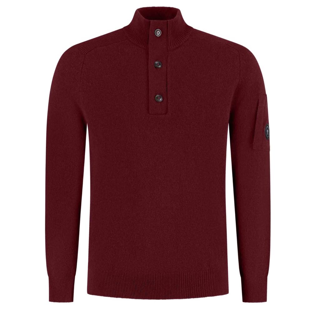 CP Company Lambswool GRS Half Button Lens Pullover Rot