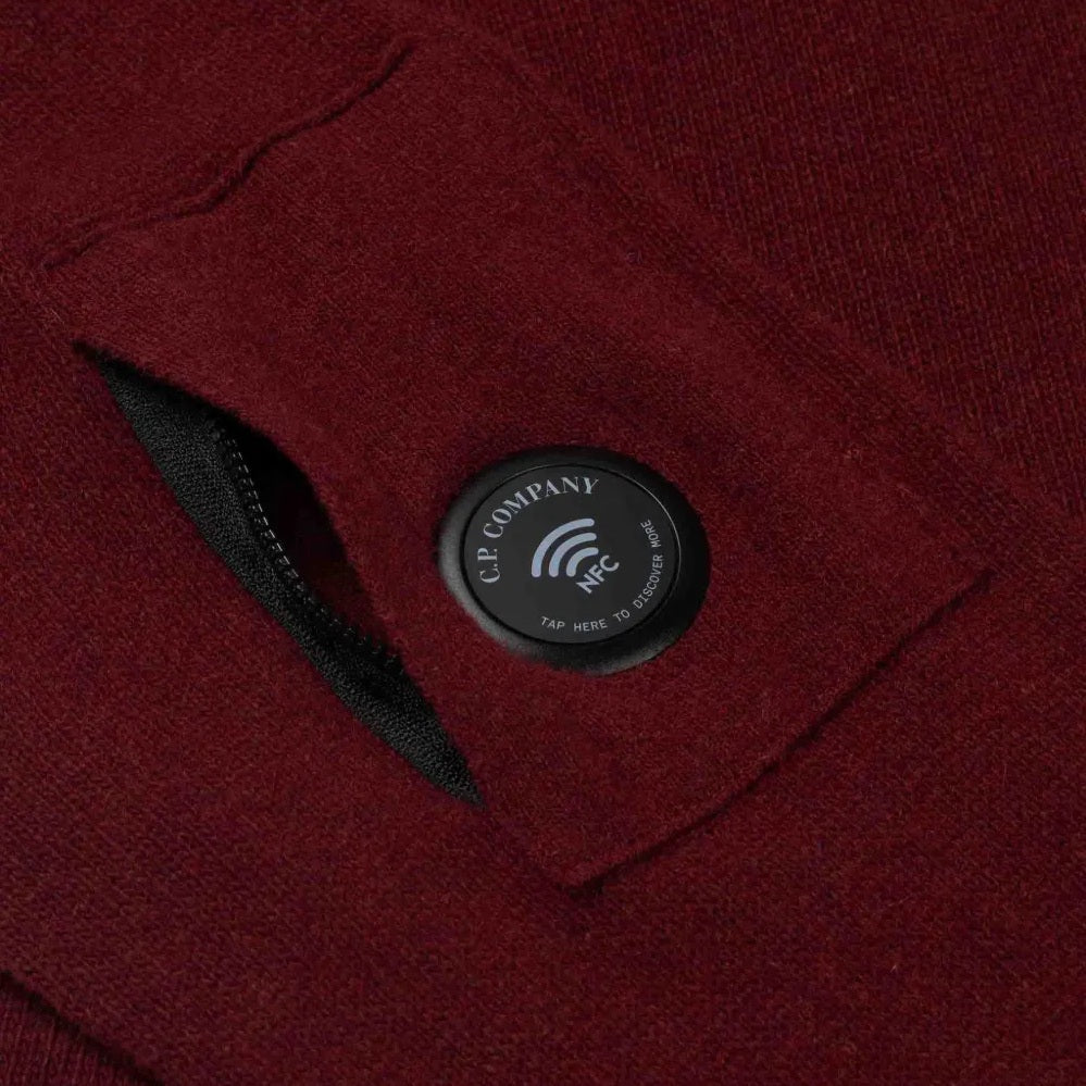 CP Company Lambswool GRS Half Button Lens Pullover Rot