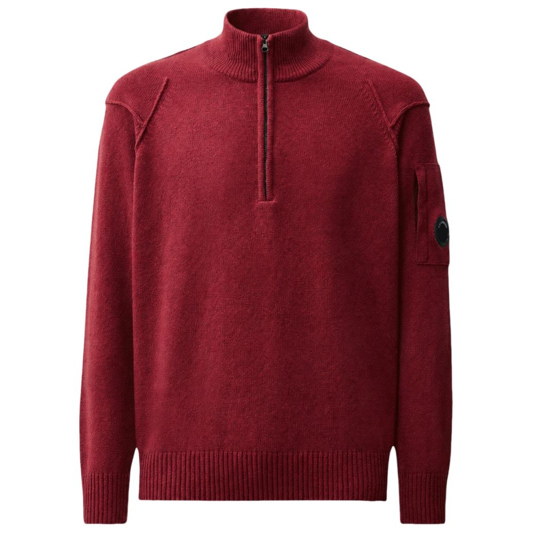CP Company Lambswool GRS Half Zipped Knit Pullover Rot