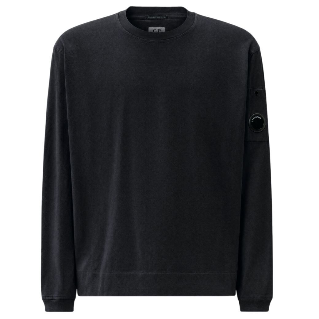 CP Company Mercerized Twisted Langarm-T-shirt Schwarz