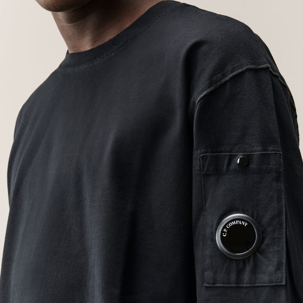CP Company Mercerized Twisted Langarm-T-shirt Schwarz
