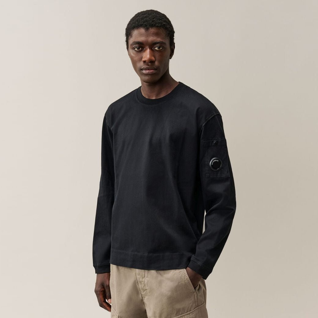 CP Company Mercerized Twisted Langarm-T-shirt Schwarz