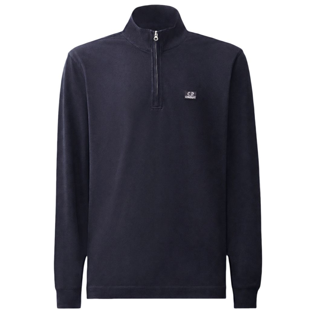 CP Company Stretch-Piqué Half-Zip Langarm-Poloshirt Marine