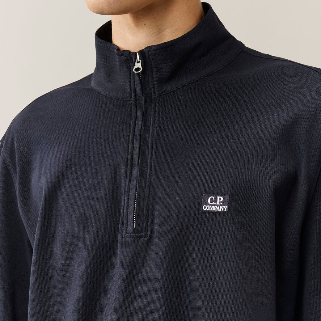 CP Company Stretch-Piqué Half-Zip Langarm-Poloshirt Marine