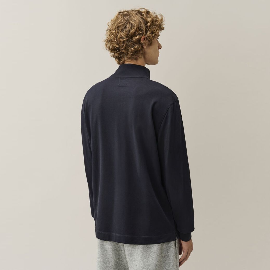 CP Company Stretch-Piqué Half-Zip Langarm-Poloshirt Marine