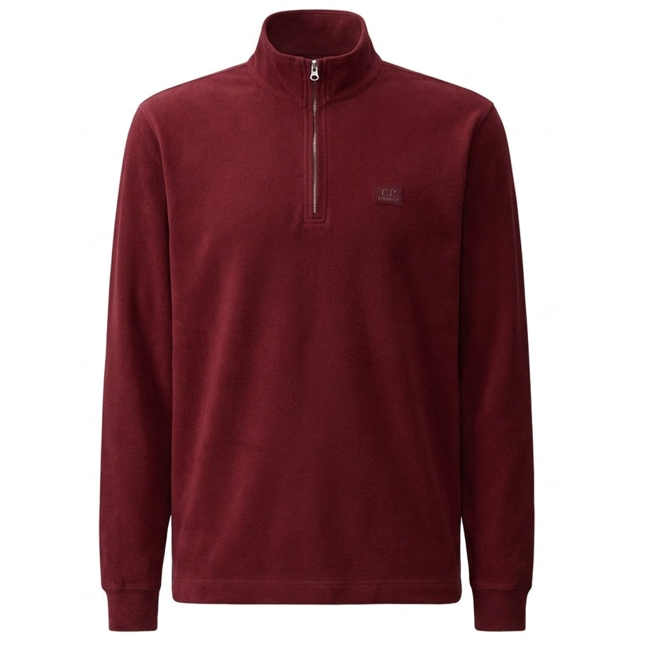 CP Company Stretch-Piqué Half-Zip Langarm-Poloshirt Rot