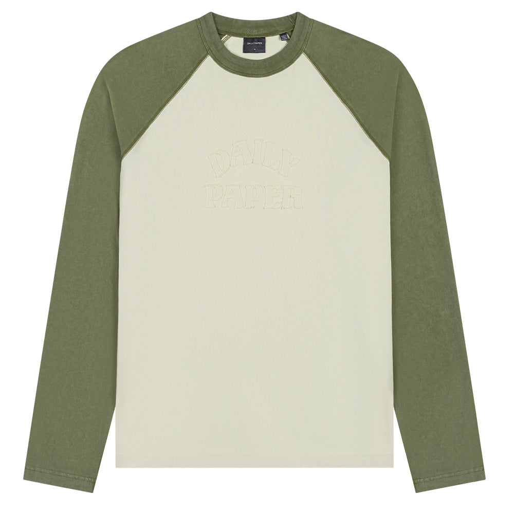Daily Paper Contrast Raglan Longsleeve T-shirt Offwhite/Grün