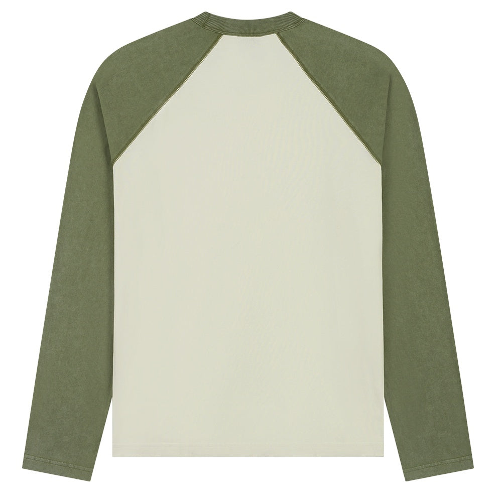 Daily Paper Contrast Raglan Longsleeve T-shirt Offwhite/Grün